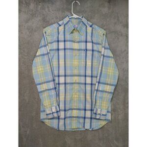 Southern Tide Shirt Men Small Blue Plaid Performance Long Sleeve Stretch